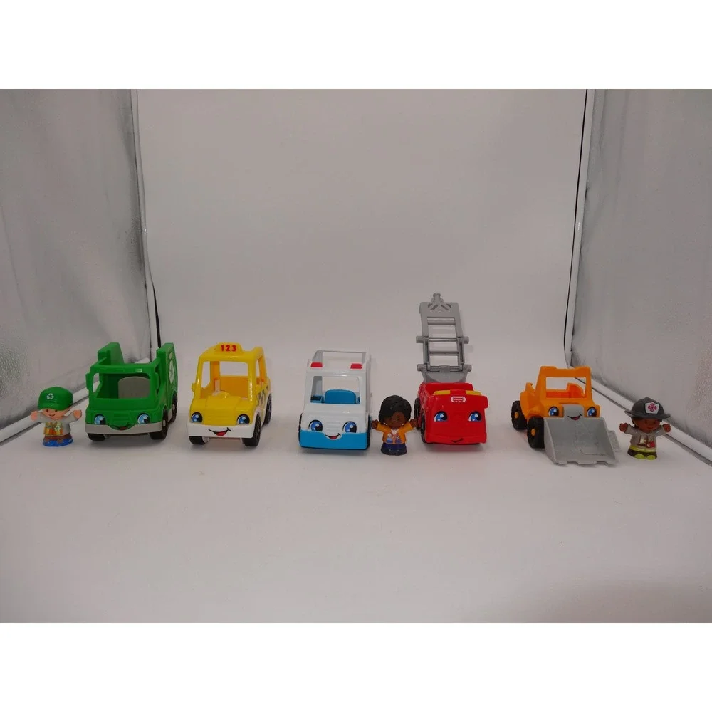 Fisher Price Little People Vehicle Lot of 5 Cars and 3 Figures Multi